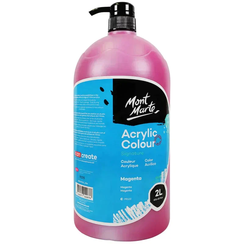 Mont Marte Signature Acrylic Paint Pump Bottle 2L - Magenta MSCH2221 Mont Marte Signature Acrylic Paint Pump Bottle 2L - Magenta MSCH2221