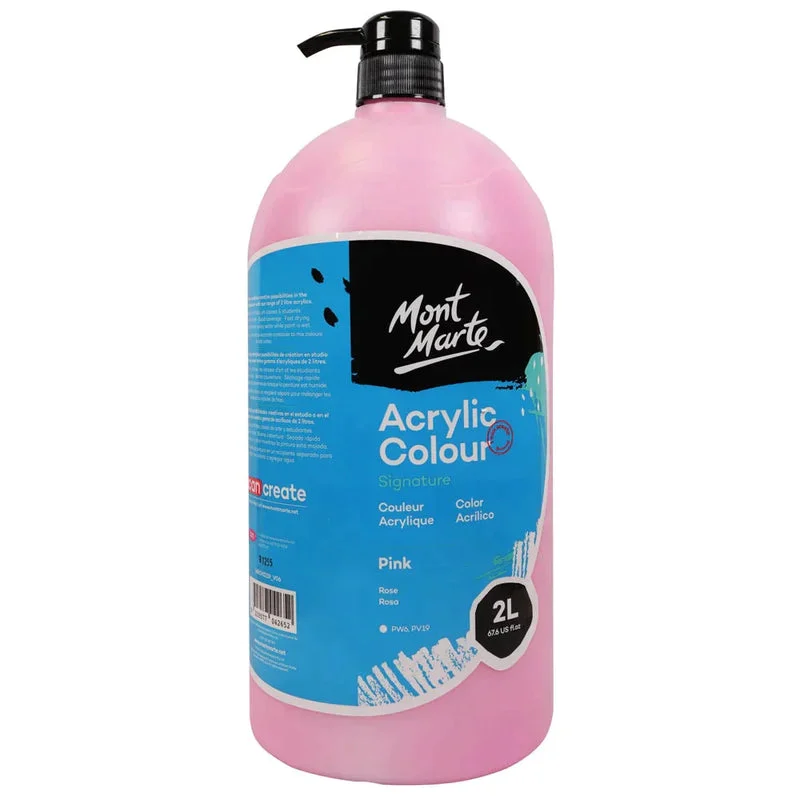 Mont Marte Signature Acrylic Paint Pump Bottle 2L - Pink MSCH2219 Mont Marte Signature Acrylic Paint Pump Bottle 2L - Pink MSCH2219