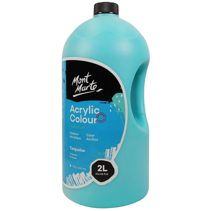 Mont Marte Signature Acrylic Paint Pump Bottle 2L - Turquoise MSCH2207 Mont Marte Signature Acrylic Paint Pump Bottle 2L - Turquoise MSCH2207