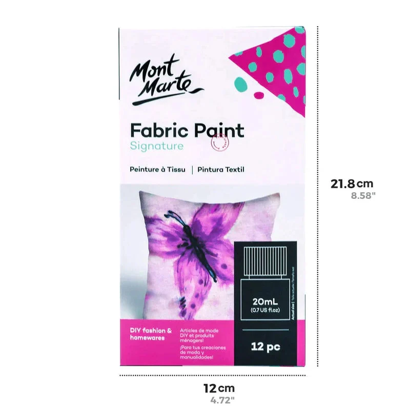 Mont Marte Signature Fabric Paint Set - 12pc x 20ml - PMHS0076 Mont Marte Signature Fabric Paint Set - 12pc x 20ml - PMHS0076