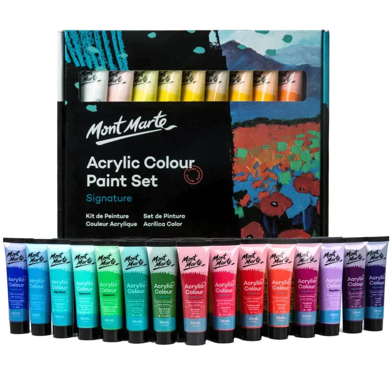 Mont Marte Signature Paint Set - Acrylic Paint 36pc x 36ml Tubes - MSCH3636 Mont Marte Signature Paint Set - Acrylic Paint 36pc x 36ml Tubes - MSCH3636
