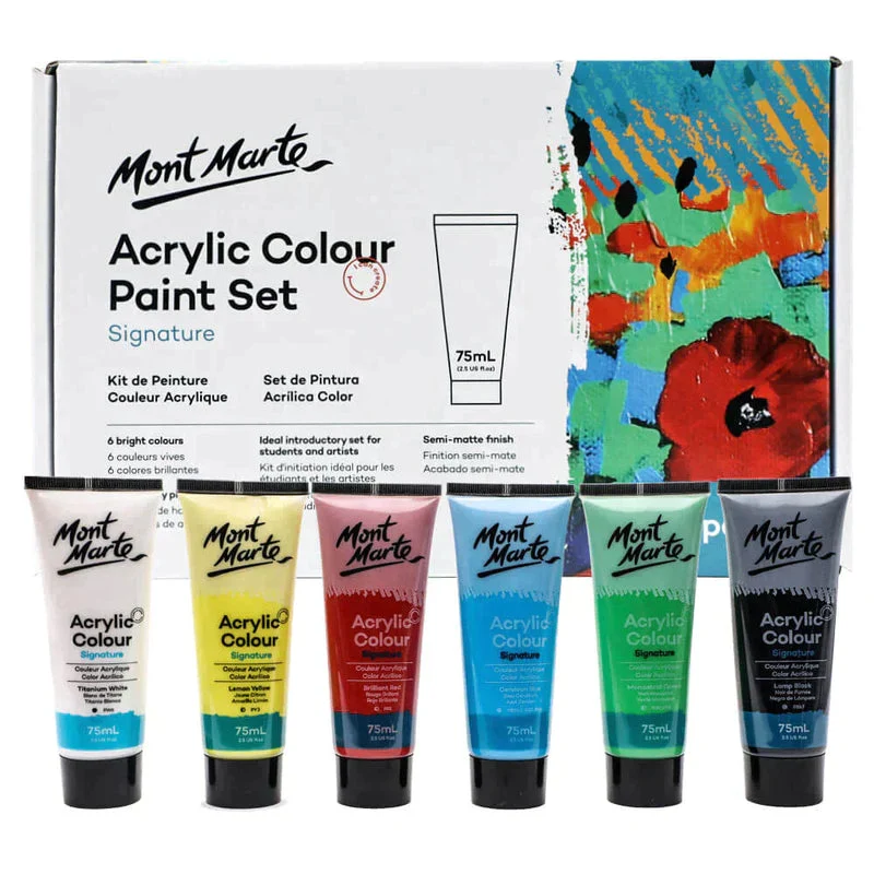Mont Marte Signature Paint Set - Acrylic Paint 6pc x 75ml Tubes - MSCH6751 Mont Marte Signature Paint Set - Acrylic Paint 6pc x 75ml Tubes - MSCH6751