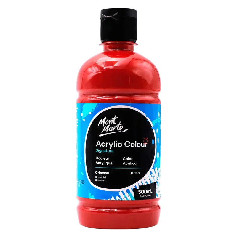 Mont Marte Studio Acrylic 500ml bottle - Crimson MSCH5012 Mont Marte Studio Acrylic 500ml bottle - Crimson MSCH5012