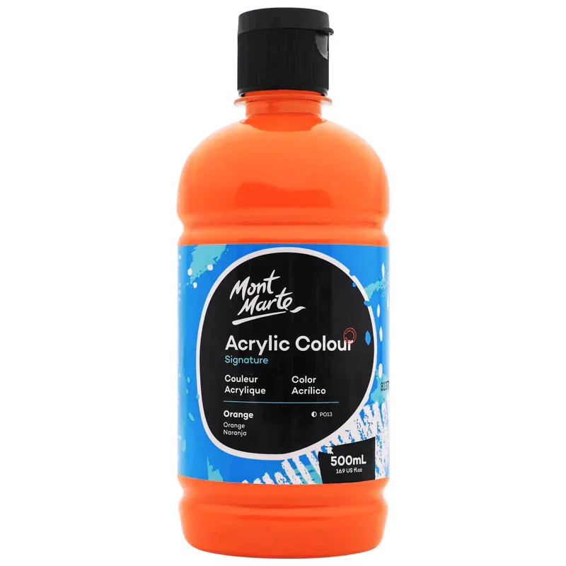 Mont Marte Studio Acrylic 500ml bottle - Orange MSCH5003 Mont Marte Studio Acrylic 500ml bottle - Orange MSCH5003