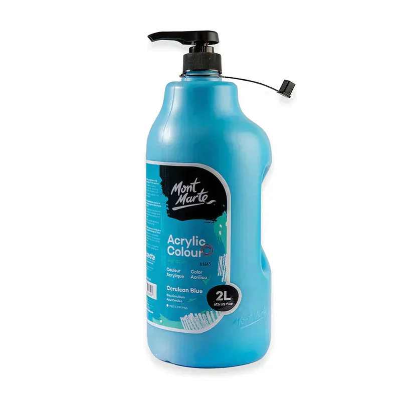 Mont Marte Studio Acrylic Paint Pump Bottle 2L - Cerulean Blue MSCH2213 Mont Marte Studio Acrylic Paint Pump Bottle 2L - Cerulean Blue MSCH2213