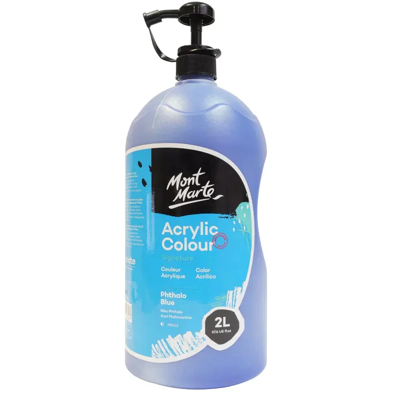 Mont Marte Studio Acrylic Paint Pump Bottle 2L - Phthalo Blue MSCH2216 Mont Marte Studio Acrylic Paint Pump Bottle 2L - Phthalo Blue MSCH2216