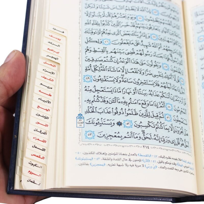المصحف المفهرس شاموا مذهب الأطراف المصحف المفهرس بالرسم العثماني وبهامشه التبيان لكلم المنان من تفسير السعدي. 12x17 cm - سبيس لاند - Image 4